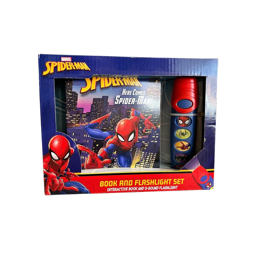 Marvel Spider-Man: Here Comes Spider-Man! Book and 5-Sound Flashlight Hardcover